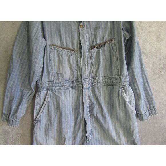 Vintage Key Imperial Herringbone Denim Coveralls Workwear Overalls Mens Tools - Picture 4 of 11